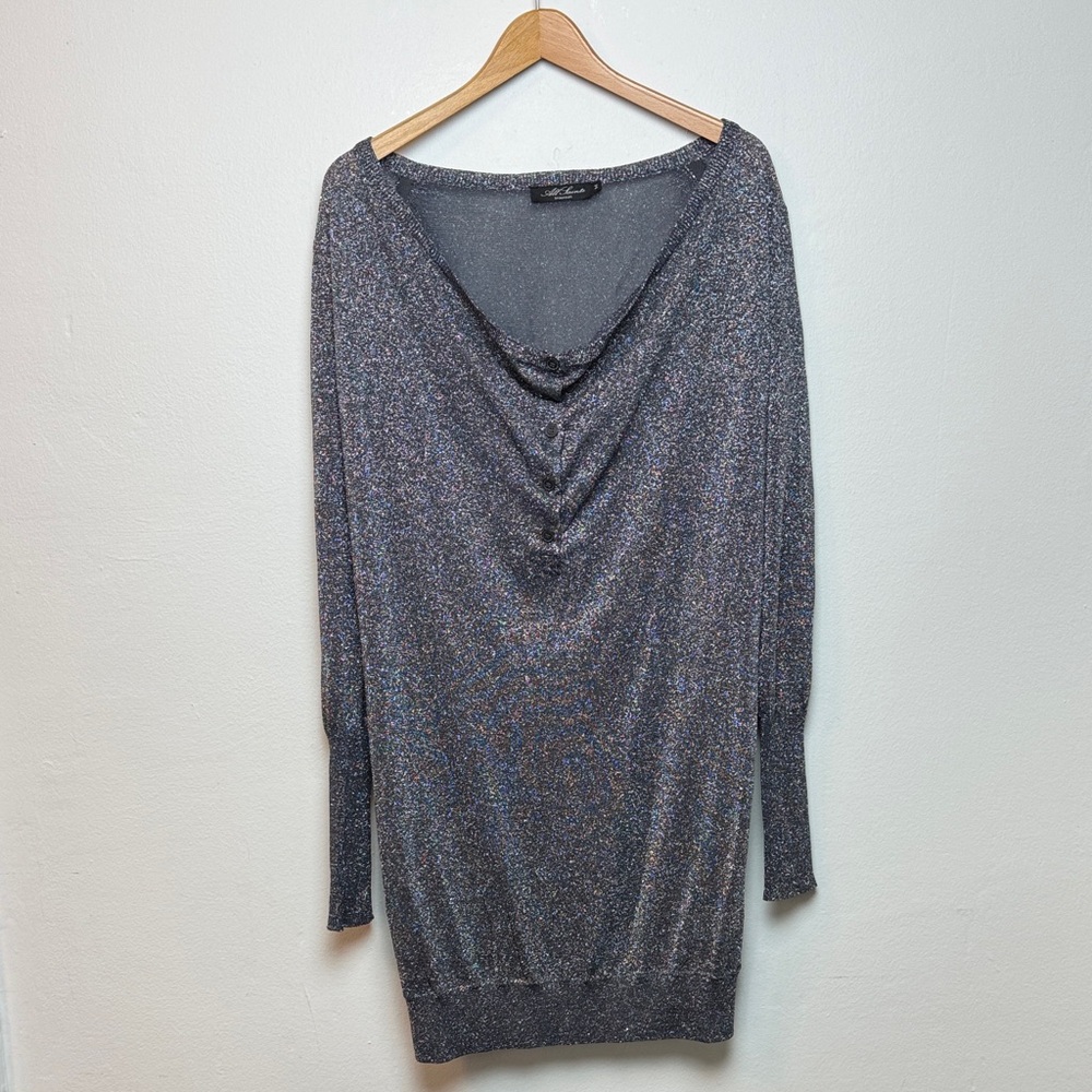 Rare Y2K All Saints Spitalfields MARAIS Dress Sparkling Gray Knit Size Medium